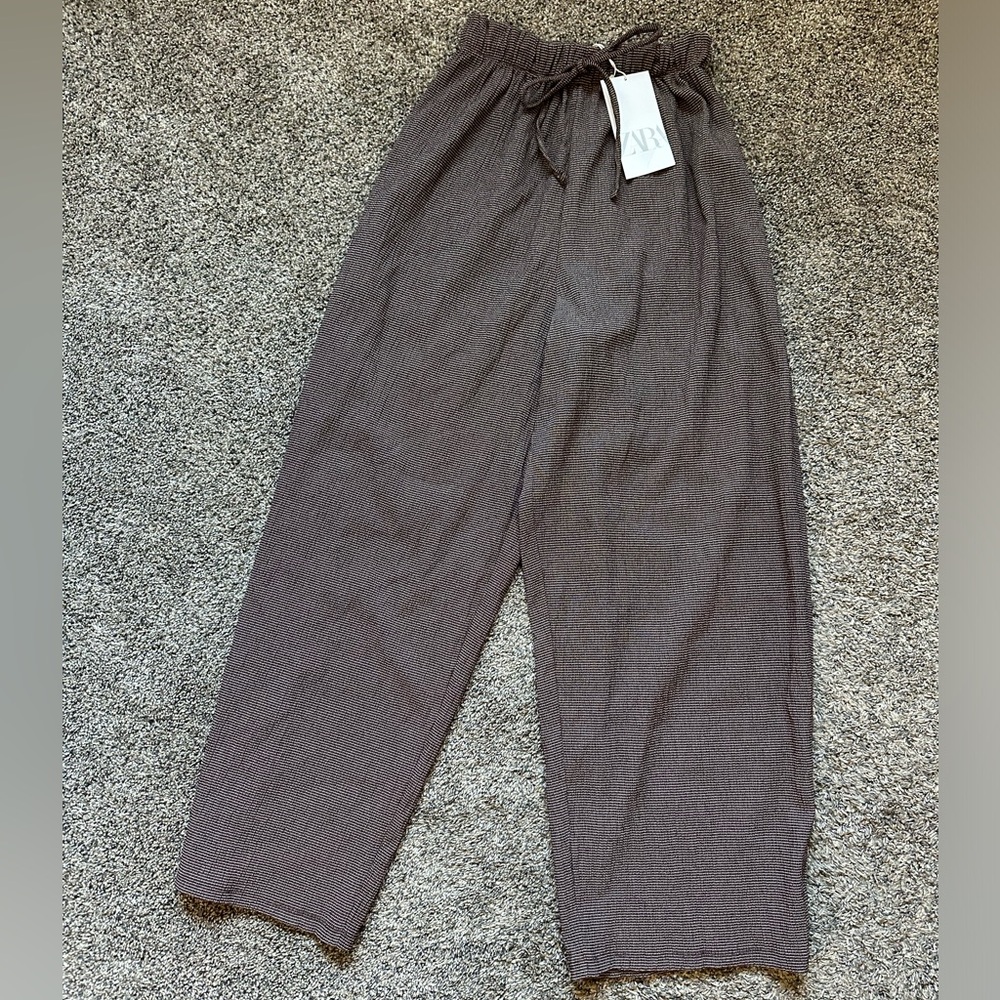 Zara Brown Textured Pants